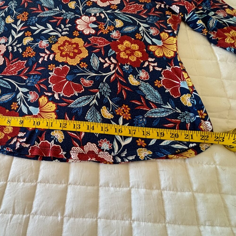 Ruby Rd. Fall Floral Shirt 3/4 Sleeve - Picture 7 of 12